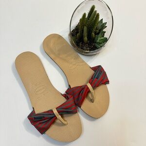 NWOT Havaianas You St Tropez Thong Slide Sandal Green/Red Stripe Size 11/12